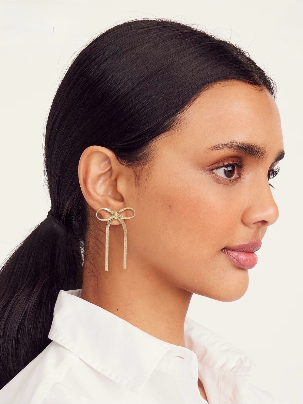 NWT! J. CREW FACTORY Metallic Bow Earrings, Gold